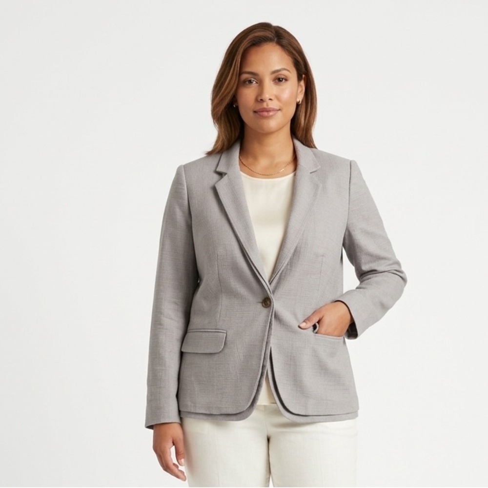 J. Crew Light Gray Single-Button Blazer - image 1